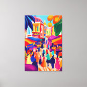 フォヴィスカラフルトスタイルの野外市場 キャンバスプリント (正面)
