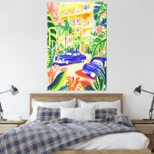 フォヴィス鮮やかスで車をクラシック使用した都市通り キャンバスプリント (インサイチュ (寝室))