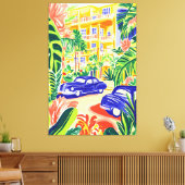 フォヴィス鮮やかスで車をクラシック使用した都市通り キャンバスプリント (インサイチュ (リビング))