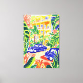 フォヴィス鮮やかスで車をクラシック使用した都市通り キャンバスプリント (正面)