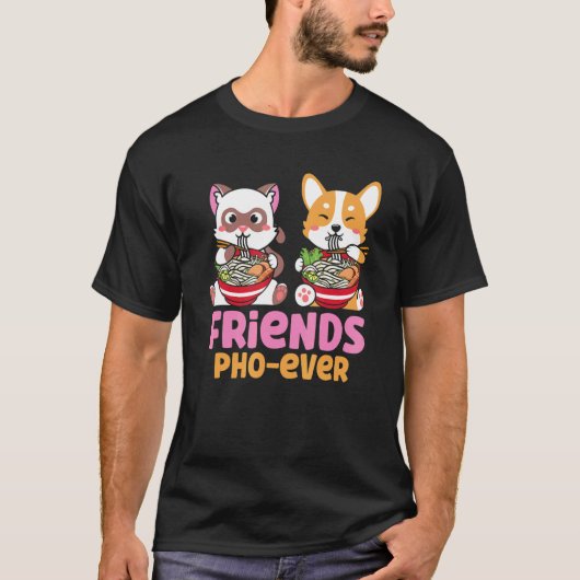 フォーが好きな猫友達 フォー好き猫 Tシャツ (正面)