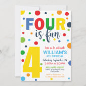 フォーはおもしろい誕生日招待状4th誕生日 招待状 (正面)