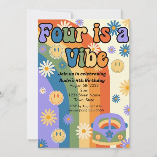 フォーはVibe誕生日招待状、4日目のパーティー 招待状 (正面)