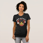 フォーを食べる本当に面白い猫 フォー麺 Tシャツ (正面フル)