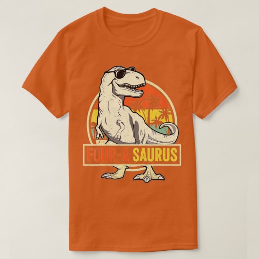 フォーアサウルス誕生日Tレックス4歳Dino 4th D Tシャツ (デザイン正面)