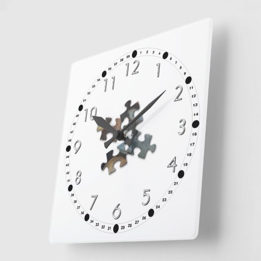 フォーアーストーンパズルピース スクエア壁時計 (傾斜)