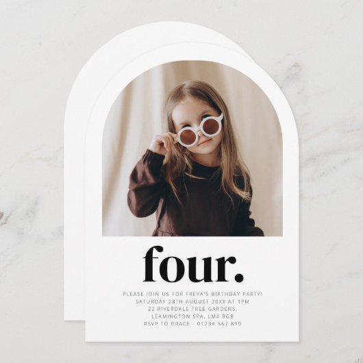 フォーアーチフォト誕生日 招待状 (正面/裏面)