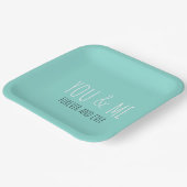 フォーエバーあなたと私結婚のスイートティール（緑がかった色）ブルーパーティー ペーパープレート (傾斜あり)