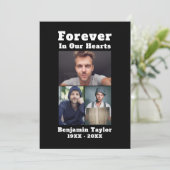 フォーエバーで私たちのハートカスタム3写真白黒 サンキューカード (スタンド正面)