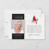 フォーエバーで私たちのハート（鳥）ショウジョウコウカンチョウ写真悔やみや弔慰 サンキューカード (正面)