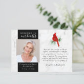 フォーエバーで私たちのハート（鳥）ショウジョウコウカンチョウ写真悔やみや弔慰 サンキューカード (スタンド正面)