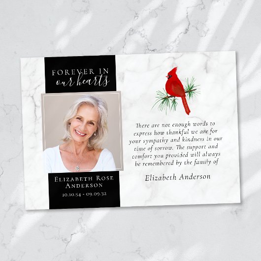 フォーエバーで私たちのハート（鳥）ショウジョウコウカンチョウ写真悔やみや弔慰 サンキューカード