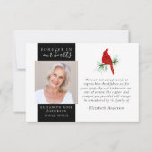 フォーエバーで私たちのハート(鳥)ショウジョウコウカンチョウ写真悔やみや弔慰 サンキューカード (正面)