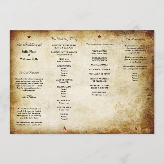 フォーエバーに参加バラアーバンタトゥー結婚式 プログラム (裏面)