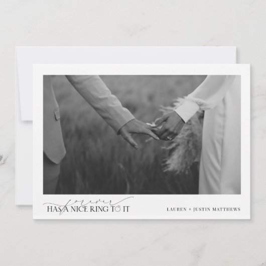 フォーエバーは素敵なリングや輪エレガント2写真結婚を持つ 案内状 (正面)