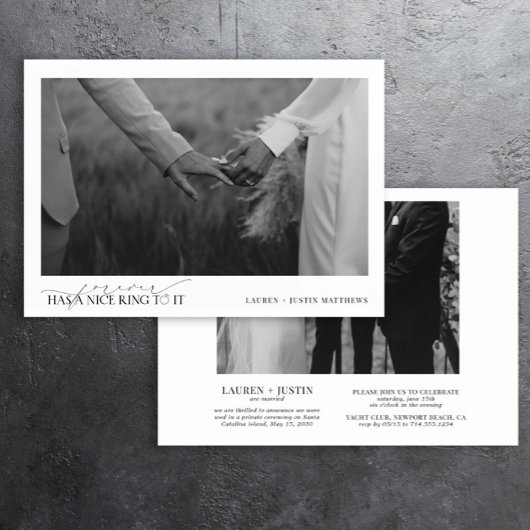 フォーエバーは素敵なリングや輪エレガント2写真結婚を持つ 案内状