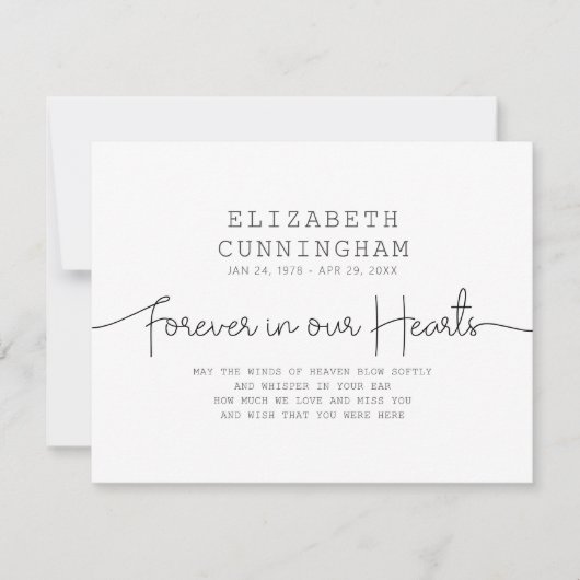 フォーエバーインズハート記念シンプル引用文 カード (正面)