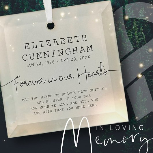 フォーエバーインズハート記念シンプル引用文 ガラスオーナメント