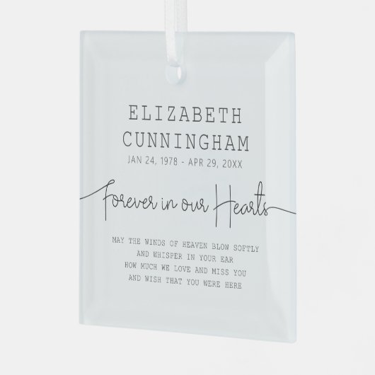フォーエバーインズハート記念シンプル引用文 ガラスオーナメント (正面左)