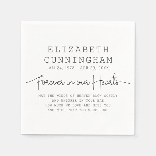 フォーエバーインズハート記念シンプル引用文 スタンダードカクテルナプキン (正面)
