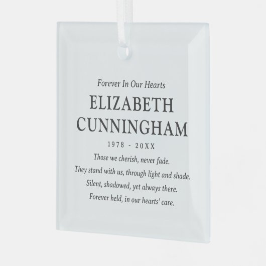 フォーエバーインズハート記念モダン引用文 ガラスオーナメント (正面左)