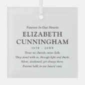 フォーエバーインズハート記念モダン引用文 ガラスオーナメント (正面)