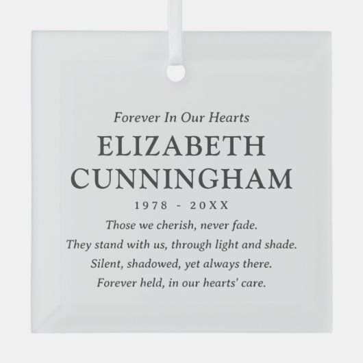 フォーエバーインズハート記念モダン引用文 ガラスオーナメント (正面)