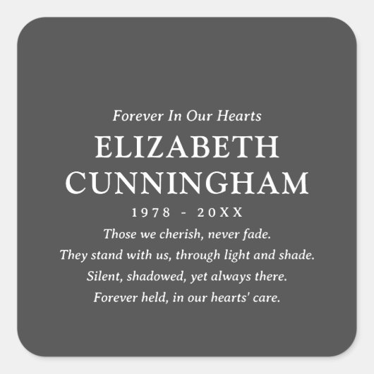 フォーエバーインズハート記念モダン引用文 スクエアシール (正面)