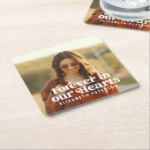 フォーエバーインハートシンプルカスタム写真記念 スクエアペーパーコースター (アングル)