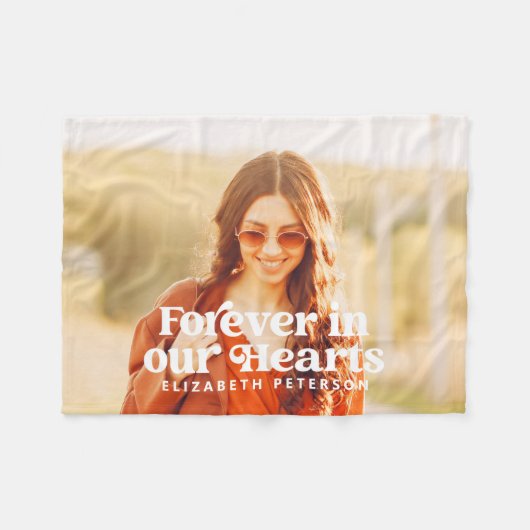 フォーエバーインハートシンプルカスタム写真記念 フリースブランケット (正面(横))
