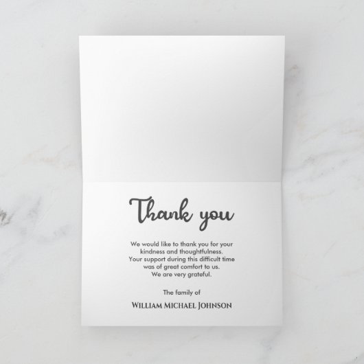 フォーエバーカスタムゴルフ写真追悼式 サンキューカード (内部)