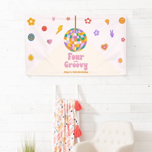 フォーエバーグルービーディスコボール4th誕生日パーティー 横断幕 (インサイチュ)