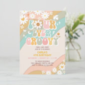 フォーエバーグルービーデイジーヒッピー70のレトロ誕生日 招待状 (スタンド正面)