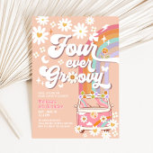 フォーエバーグルービーデイジーレインボーヒッピー4th誕生日 招待状