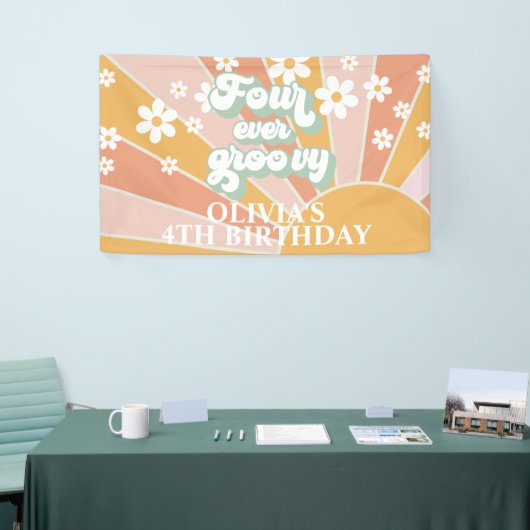 フォーエバーグルービーレトロサンシャインデイジー誕生日 横断幕 (トレードショー)