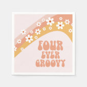 フォーエバーグルービーレトロデイジーレインボー4th誕生日 スタンダードカクテルナプキン (正面)