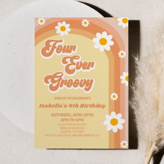 フォーエバーグルービーレトロデイジー4th誕生日パーティー 招待状