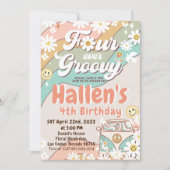 フォーエバーグルービーレトロボホレインボー4th誕生日 招待状 (正面)