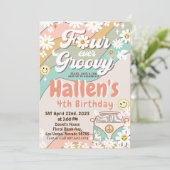 フォーエバーグルービーレトロボホレインボー4th誕生日 招待状 (スタンド正面)