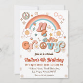 フォーエバーグルービーレトロボホレインボー4th誕生日 招待状 (正面)