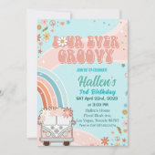 フォーエバーグルービーレトロボホレインボー4th誕生日 招待状 (正面)