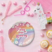 フォーエバーグルービーレトロレインボー4th誕生日 ペーパープレート (パーティー)