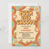 フォーエバーグルービーレトロレインボー4th誕生日 招待状 (正面)