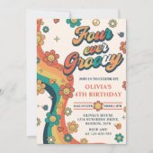 フォーエバーグルービーレトロレインボー4th誕生日 招待状 (正面)
