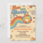 フォーエバーグルービーレトロレインボー4th誕生日 招待状 (正面)