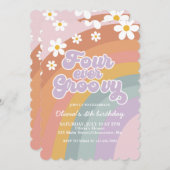 フォーエバーグルービーレトロレインボー4th誕生日 招待状 (正面/裏面)