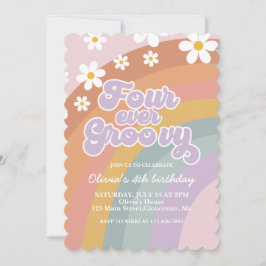 フォーエバーグルービーレトロレインボー4th誕生日 招待状