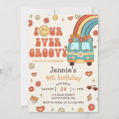 フォーエバーグルービーレトロレインボー4th誕生日 招待状 (正面)