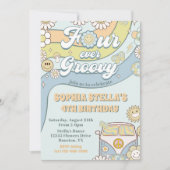 フォーエバーグルービーレトロレインボー4th誕生日 招待状 (正面)