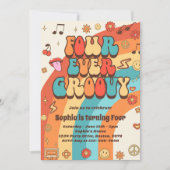 フォーエバーグルービーレトロレインボー4th誕生日 招待状 (正面)